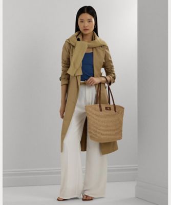 【Lauren Ralph Lauren】Brie ストロー2WAY トートバッグ ストライプド ストロー ミディアム Brie トート バッグ （トート