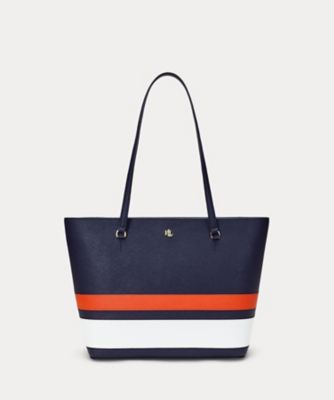 ＜LAUREN RALPH LAUREN (Women)＞ストライプド　レザー　ミディアム　Ｋａｒｌｙ　トート　バッグ　ＷＡＬＲＢＡＧ０Ｇ６２０３２６