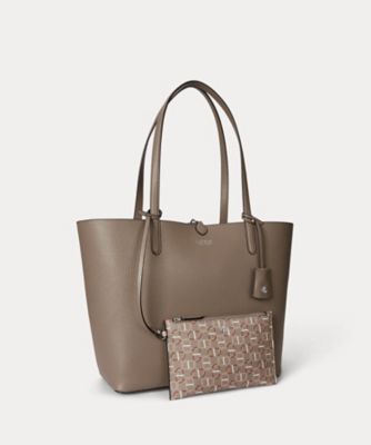 未使用級　A4可　ラルフローレン　トートバッグ　レザー　グレージュ　ビジネス フェイクレザー ラージ リバーシブル トート バッグ