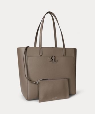 Ralph Lauren ホワイトレザートートバッグ ペブルド レザー ラージ Cameryn トート バッグ
