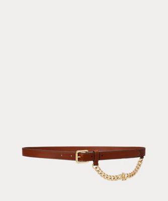 ＜LAUREN RALPH LAUREN (Women)＞ロゴチェーン　レザー　スキニー　ベルト　ＷＡＬＲＢＬＴ０Ｆ３２０２４７