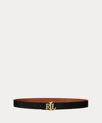 ローレンラルフローレン  LRL ゴールド リバーシブル ロゴ リバーシブル クロスハッチ レザー ベルト