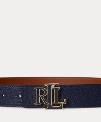 ロゴ リバーシブル ペブルド レザー ベルト