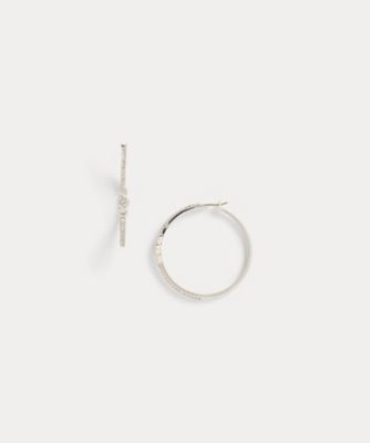 パヴェ シルバープレーテッド フープ ピアス 