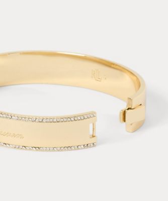 ゴールドプレーテッド パヴェ ロゴ バングル