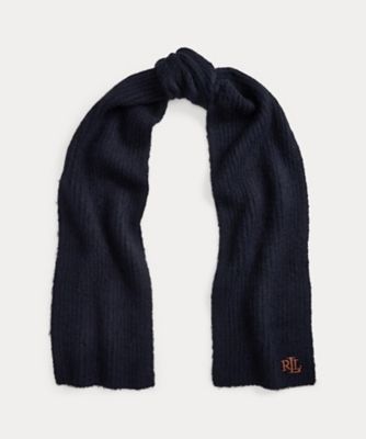 レザートリム リブニット スカーフ