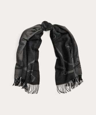 LAUREN RALPH LAUREN (Women)/ローレン ラルフ ローレン ベルティングモチーフ & ロゴ ジャカード ラップ スカーフ WALRHGS0J320436 001ブラック スカーフ・ショール【三越伊勢丹/公式】
