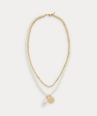 ＜LAUREN RALPH LAUREN (Women)＞ロゴ　＆　パール　レイヤード　ペンダント　ネックレス　ＷＡＬＲＪＷＬ０Ｋ４２００８７