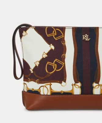 Ralph Lauren キャンディーディッシュ エクエステリアンプリント キャンバス ラージ ポーチ