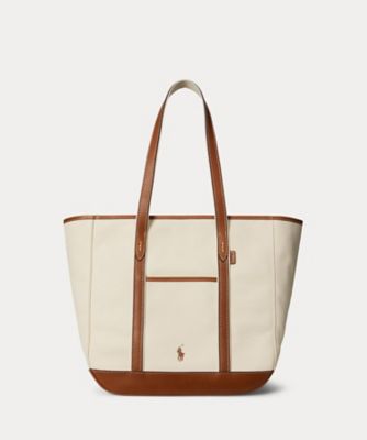 ＜POLO RALPH LAUREN WOMENS (Women)＞レザートリム　キャンバス　ミディアム　ショッパー　トート　ＷＡＰＯＢＡＧ０Ｇ６２０４５６