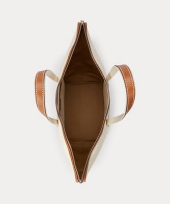 レザートリム キャンバス ラージ ショッパー トート