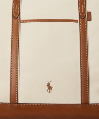 レザートリム キャンバス ラージ ショッパー トート