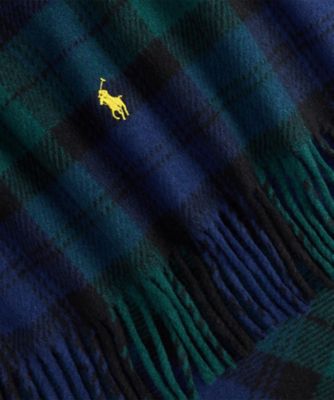 Polo Ralph Lauren マフラー チェック フリンジトリム ウール マフラー