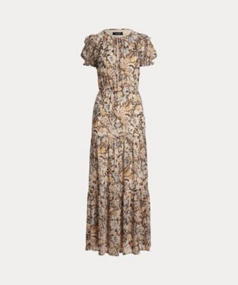 ＜LAUREN RALPH LAUREN (Women)＞フローラル　ジョーゼット　パフスリーブ　ドレス　ＷＭＬＤＤＲＳＳ６８２０１４３