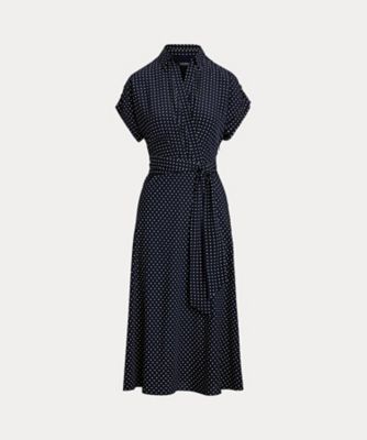 LAUREN RALPH LAUREN (Women)/ローレン ラルフ ローレン ポルカドット ベルテッド クレープ ドレス WMLDDRSSN820183