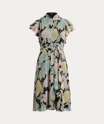 LAUREN RALPH LAUREN (Women)/ローレン ラルフ ローレン フローラル ベルテッド ジョーゼット シャツドレス WMLDDRSSN820189