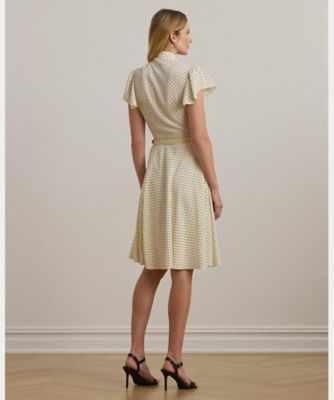 RALPH LAUREN｜ポルカドット ベルテッド クレープ ドレス