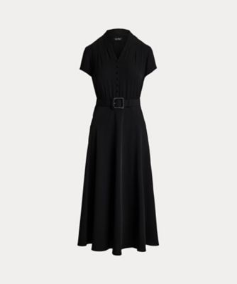 LAUREN RALPH LAUREN (Women)/ローレン ラルフ ローレン ラフィアバックル ベルテッド ジョーゼット ドレス WMLDDRSSN820197
