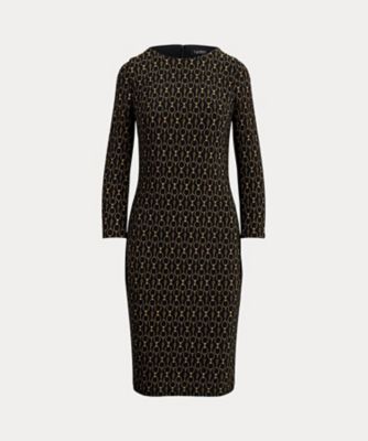 ＜LAUREN RALPH LAUREN (Women)＞チェーンプリント　スリークォータースリーブ　ドレス　ＷＭＬＲＤＲＳＳ０６２００１５