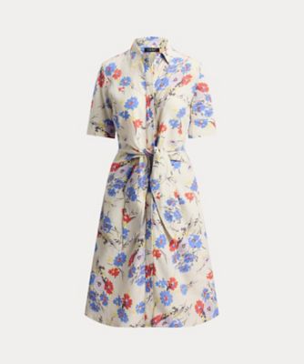 ＜LAUREN RALPH LAUREN (Women)＞フローラル　タイフロント　リネン　シャツドレス　ＷＭＬＲＤＲＳＳ５０２００７４