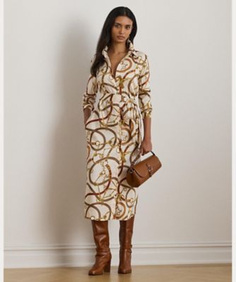 ベルティングプリント ツイル シャツドレス