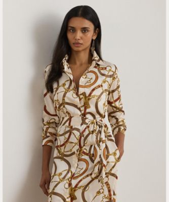 ベルティングプリント ツイル シャツドレス