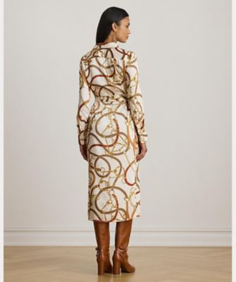 ベルティングプリント ツイル シャツドレス