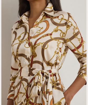 ベルティングプリント ツイル シャツドレス