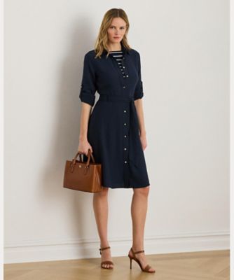 ダブルフェイスド ジョーゼット シャツドレス