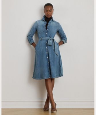 ローレンラルフローレン　デニムシャツドレス バックルトリム デニム シャツドレス