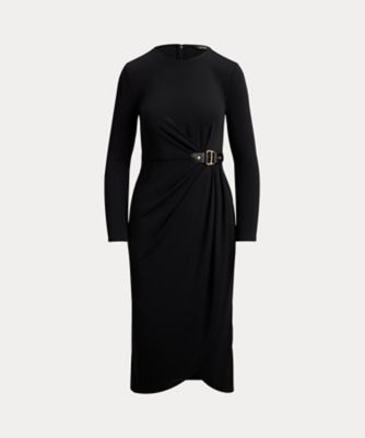 バックルトリム ストレッチ ジャージー ドレス