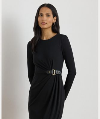 バックルトリム ストレッチ ジャージー ドレス