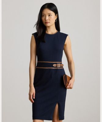 【Lauren Ralph Lauren】バックルトリムヘリンボーンSK新品 バックルトリム ヘリンボーン キャップスリーブ ドレス