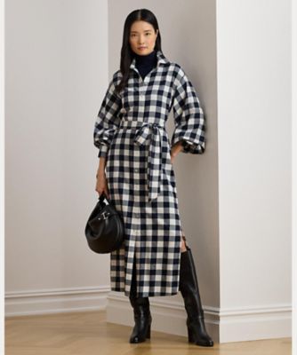 バッファロー チェック ベルテッド コットン シャツドレス