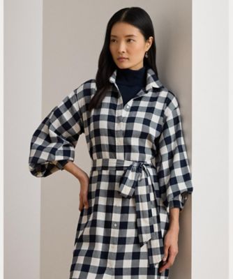 バッファロー チェック ベルテッド コットン シャツドレス