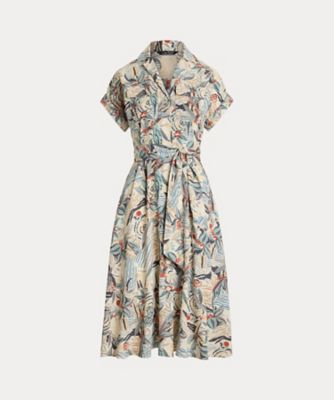 LAUREN RALPH LAUREN (Women)/ローレン ラルフ ローレン プリント　ベルテッド　クレープ　キャンプ　シャツドレス　ＷＭＬＲＤＲＳＳＮ８２０１３３