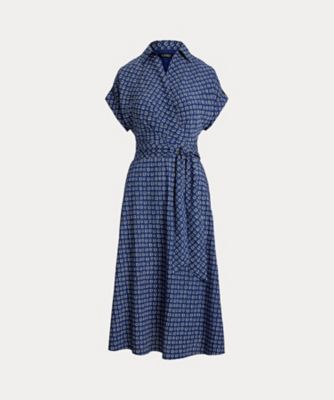 LAUREN RALPH LAUREN (Women)/ローレン ラルフ ローレン ジオプリント ベルテッド クレープ ドレス WMLRDRSSN820138