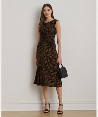 ペイズリー ツイストフロント ジャージー ドレス