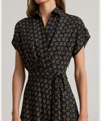 ジオプリント ベルテッド クレープ ドレス