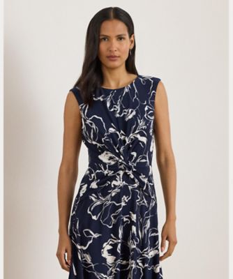 フローラル ツイストフロント ジャージー ドレス