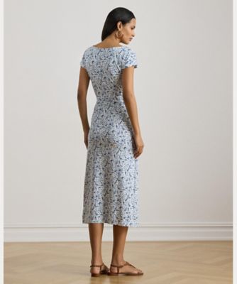 新品☆ ラルフローレン　フローラル刺繍&シクインが美しいゴージャスカクテルドレス フローラル ベルテッド クレープ ドレス