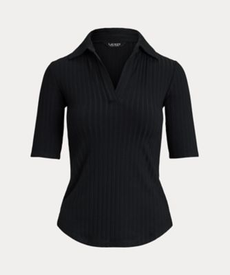 ＜LAUREN RALPH LAUREN (Women)＞リブニット　エルボースリーブ　ポロ　Ｔシャツ　ＷＭＬＲＫＮＩＳ５０２０１２９