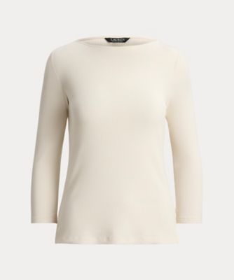 ＜LAUREN RALPH LAUREN (Women)＞リブニット　コットンブレンド　ボートネック　Ｔシャツ　ＷＭＬＲＫＮＩＳ５０２０１５１