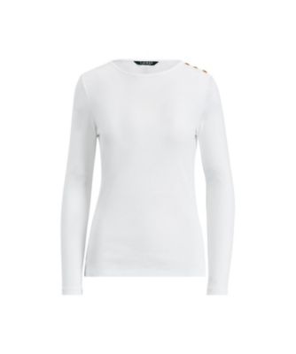 ＜LAUREN RALPH LAUREN (Women)＞ボタンショルダー　クルーネック　トップ　ＷＭＬＲＫＮＩＳ６８２００９２
