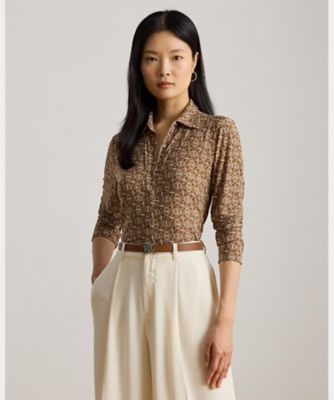 スリム フィット ジオプリント ジャージー シャツ