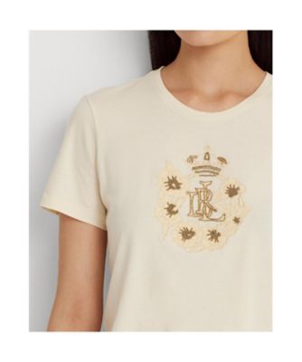 LAUREN ローレン Tシャツ ビーデッドロゴジャージーTシャツ | LAUREN RALPH LAUREN