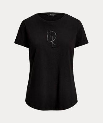 ビーデッドロゴ コットンブレンドジャージー Tシャツ | ファッション 