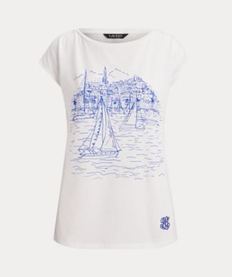 ＜LAUREN RALPH LAUREN (Women)＞グラフィック　コットンモダール　ジャージー　Ｔシャツ　ＷＭＬＲＫＮＩＳＮ８２０３１０