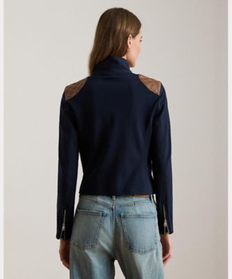 フェイクレザートリム ポンチ モト ジャケット