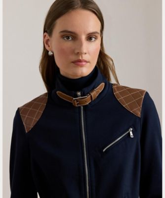 フェイクレザートリム ポンチ モト ジャケット